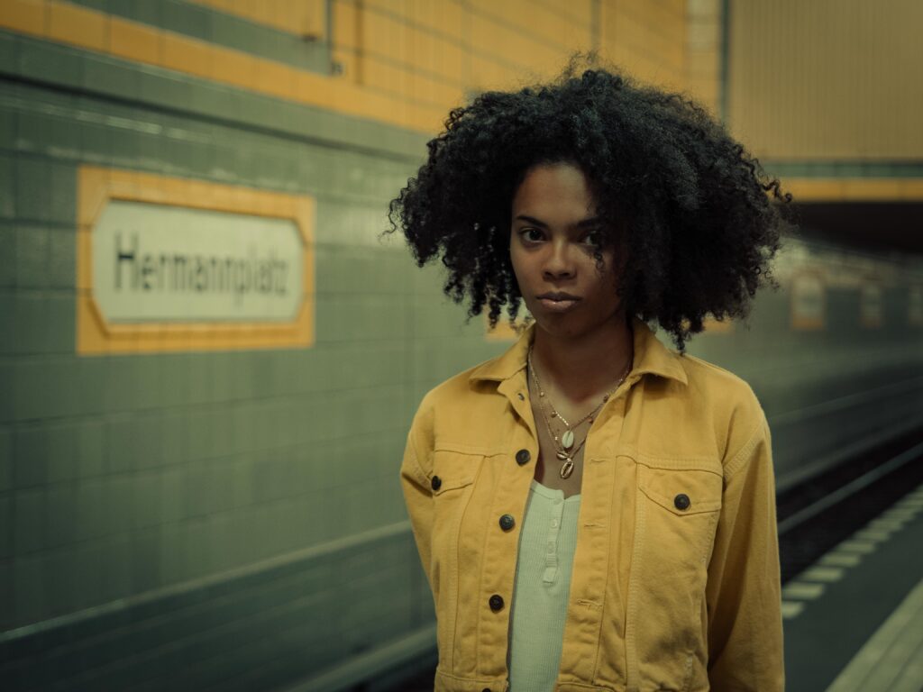 Girl with yellow jacket